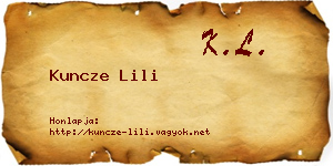 Kuncze Lili névjegykártya