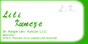 lili kuncze business card